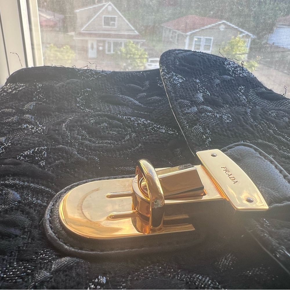 PRADA Pattina Tessuto Lurex Bag with Chain - Picture 16 of 17